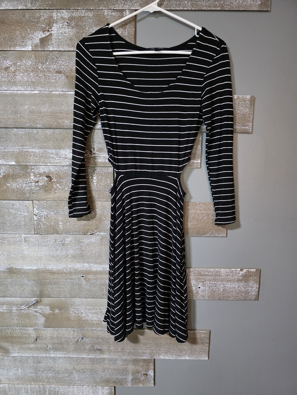 Black and White Striped Women's Fit-and-Flare Dress